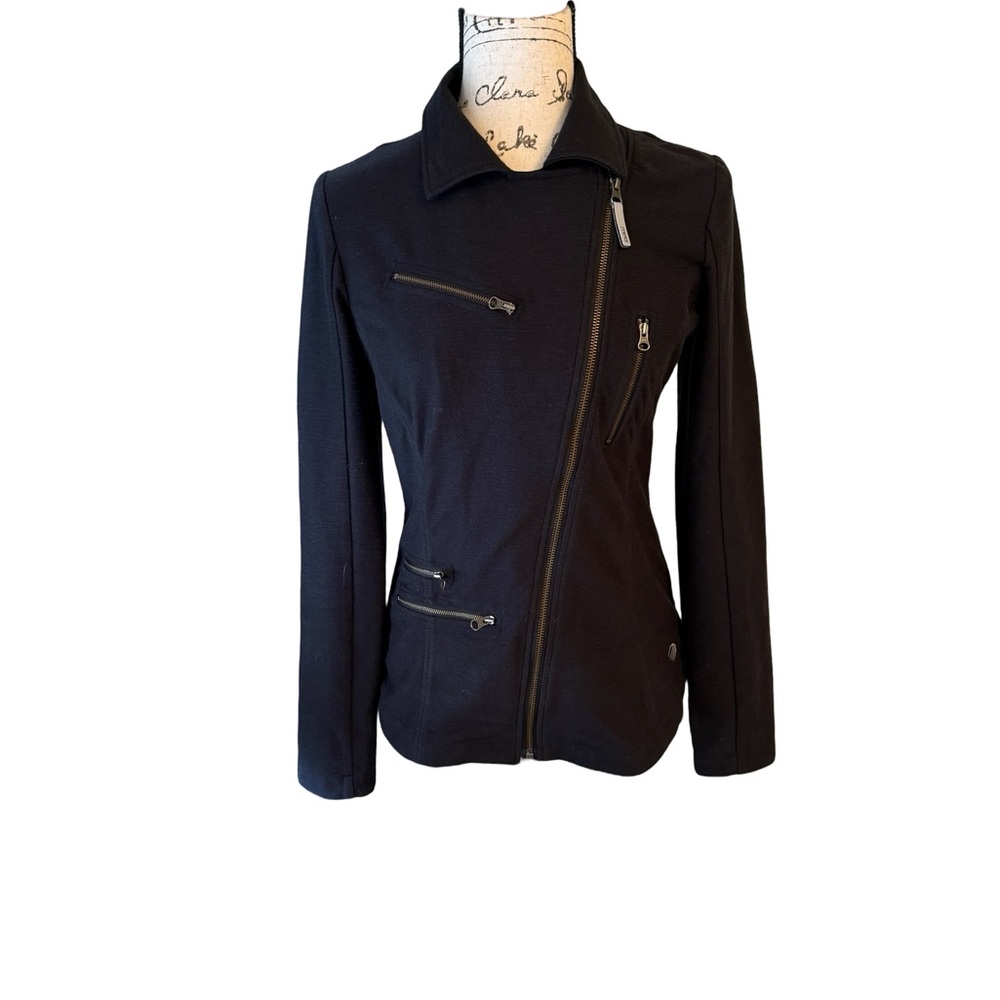MPG Black Utility Jacket Asymmetrical Design Size 6